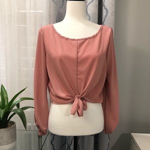 Pink Front Tie Top - FASHION NOVA